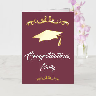 Carte De Vacances Métallisée Elégant Ornament Or Félicitations Graduation