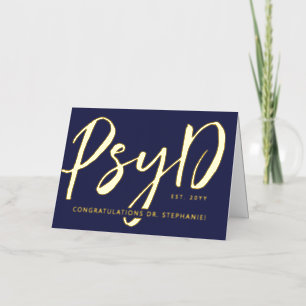 Carte De Vacances Métallisée Élégant sur mesure PsyD Docteur en psychologie Mod