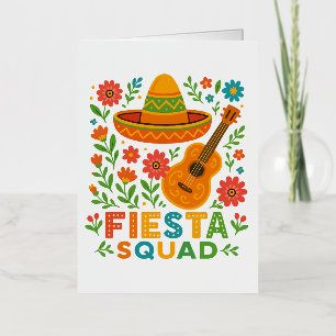 Carte De Vacances Métallisée Équipe de Fiesta – Vibrations de fête colorées
