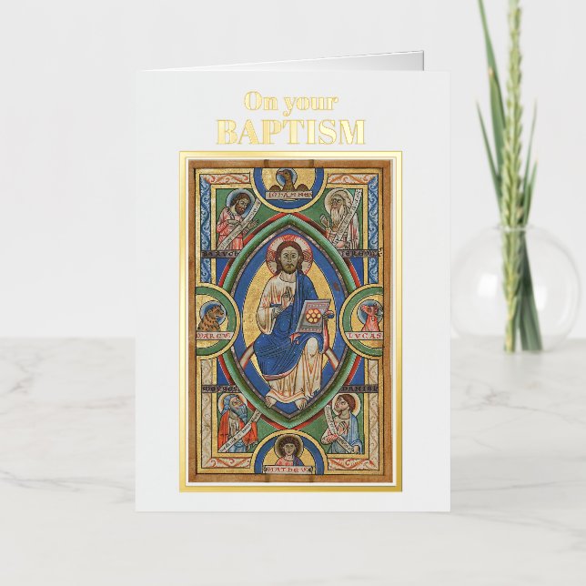 Carte De Vacances Métallisée Félicitations pour le baptême (Recto)