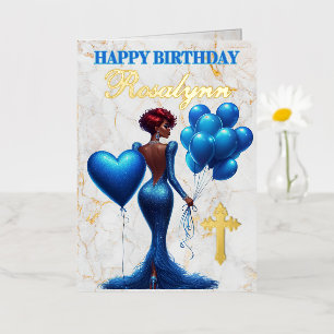 Carte De Vacances Métallisée Fête d'anniversaire d'une femme afro-américaine él
