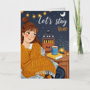 Carte De Vacances Métallisée Fête de la nuit aux chandelles Hygge Cosy