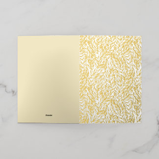 Carte De Vacances Métallisée Feuilles de brindilles.