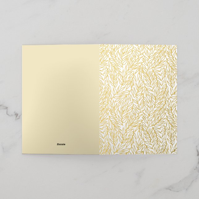 Carte De Vacances Métallisée Feuilles de brindilles. (Mise à l'extérieur)