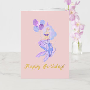 Carte De Vacances Métallisée Fille Anniversaire Rose Peach