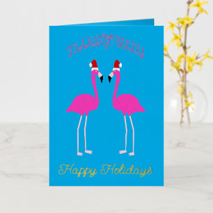Carte De Vacances Métallisée Flamants roses lesbiens de Noël Flamants roses Bel