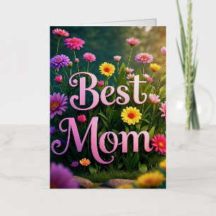 Carte De Vacances Métallisée Fleurs colorées du jardin pour la fête des mères