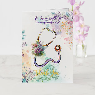 Carte De Vacances Métallisée Fleurs de soins infirmiers personnalisés Merci