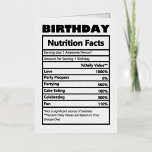 Carte De Vacances Métallisée Funny Birthday Nutrition Facts<br><div class="desc">Funny Birthday Nutrition Facts Carte de voeux</div>