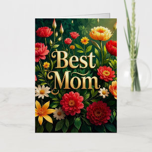 Carte De Vacances Métallisée Glam de belles fleurs florales pour la fête des mè