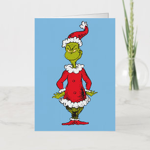 Carte De Vacances Métallisée Grinch classique   Père Noël