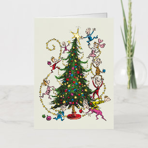 Carte De Vacances Métallisée Grinch Classique Sapin de Noël
