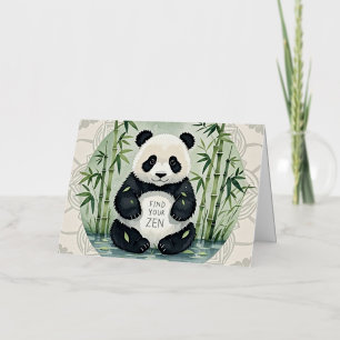Carte De Vacances Métallisée Gros panda mignon en position du lotus