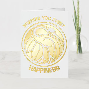 Carte De Vacances Métallisée Grue japonaise Tancho