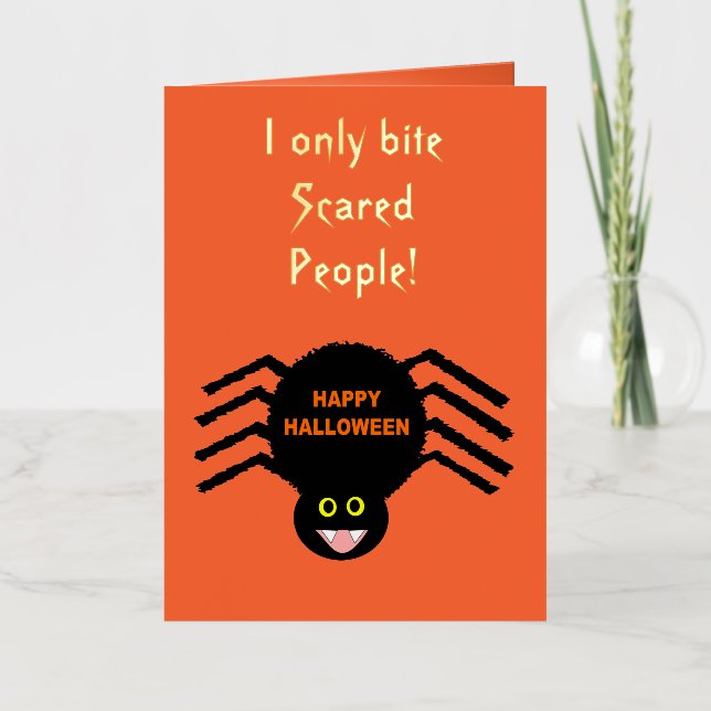 Carte De Vacances Métallisée Halloween Black Spider Custom (Recto)