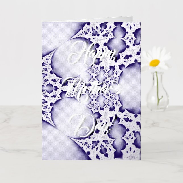 Carte De Vacances Métallisée Happy Mother’s Day , purple fractal (Petite fleur)