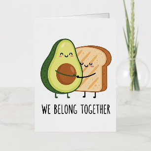 Carte De Vacances Métallisée Illustration d'Avocado et Toast Cute Hug avec devi