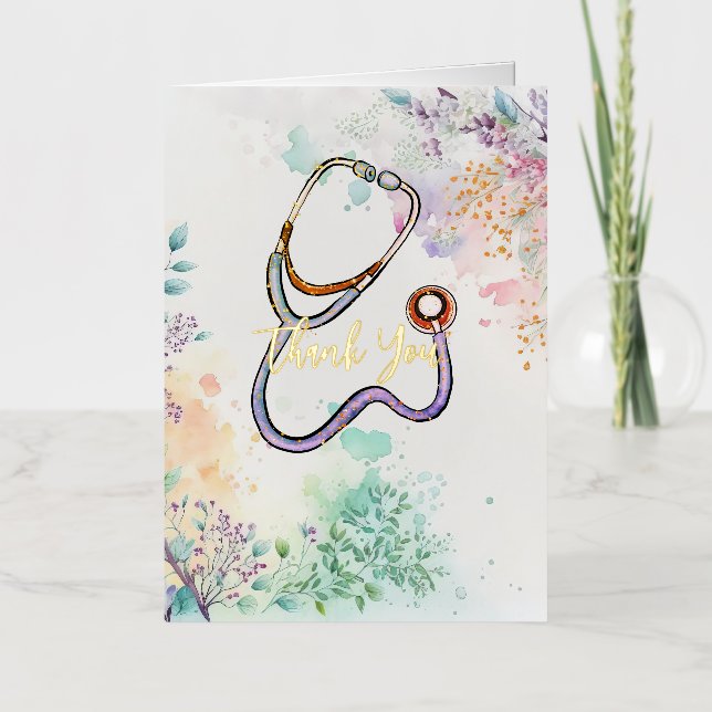 Carte De Vacances Métallisée Infirmière de Merci personnalisée Soins de santé F (Recto)