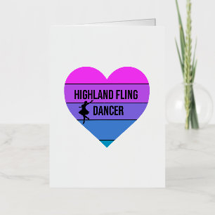 Carte De Vacances Métallisée J'aime Highland Fling Dancer Scottish Dance cadeau