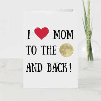 Carte De Vacances Métallisée Je t'aime maman à la lune et de retour