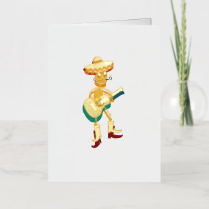 Carte De Vacances Métallisée Joueur de guitare squelette festif