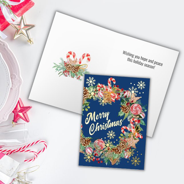 Carte De Vacances Métallisée Joyeuse couronne de Noël (Créateur téléchargé)