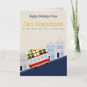 Carte De Vacances Métallisée Joyeuses Fêtes de San Francisco Foil Card