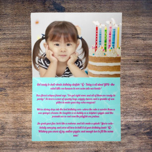 Carte De Vacances Métallisée Joyeux Anniversaire Enfant Photo Pieuvre Florale F