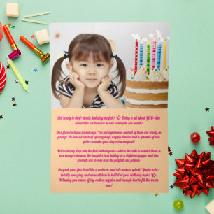 Carte De Vacances Métallisée Joyeux Anniversaire Enfant Photo Pieuvre Florale F