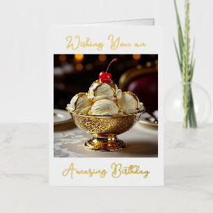 Carte De Vacances Métallisée Joyeux Anniversaire Incroyable Sundae de Glace