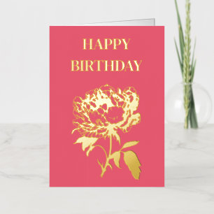Carte De Vacances Métallisée Joyeux Anniversaire Paon d'Or