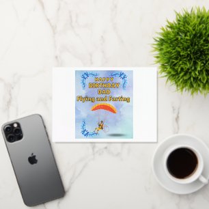 Carte De Vacances Métallisée Joyeux anniversaire Papa Volant et Farting