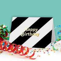 Joyeux Anniversaire Rayures Noires Rétro Vintage