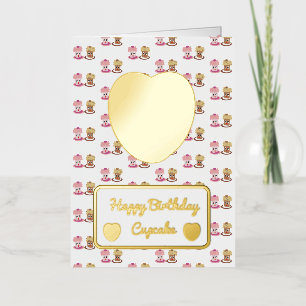 Carte De Vacances Métallisée Joyeux Cupcake d'anniversaire