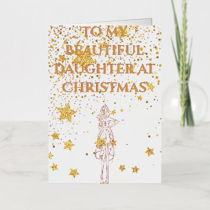 Carte De Vacances Métallisée Joyeux Noël à ma Fille