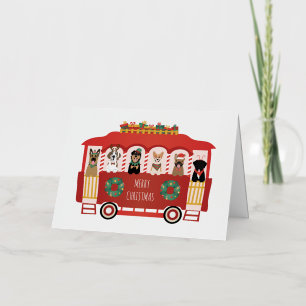 Carte De Vacances Métallisée Joyeux Noël Chien Panier de Noël