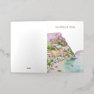 Carte De Vacances Métallisée La Dolce Vita Côte Amalfi