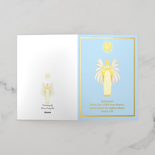 Carte De Vacances Métallisée Les anges louent Dieu (Mise à l'extérieur)