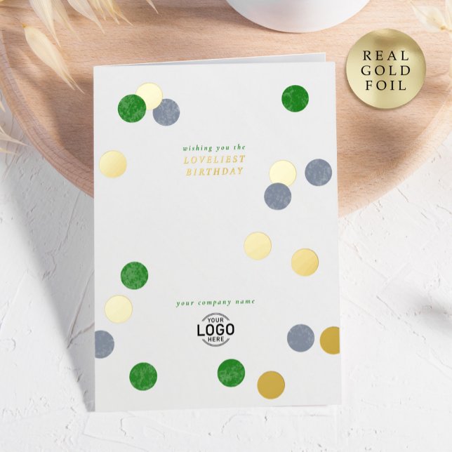 Carte De Vacances Métallisée Logo Entreprise Simple Moderne Vert Anniversaire O (Créateur téléchargé)