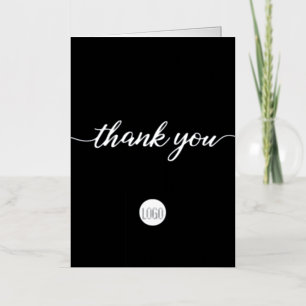 Carte De Vacances Métallisée Logo Vertical Elegant Personnalisé Black Gold