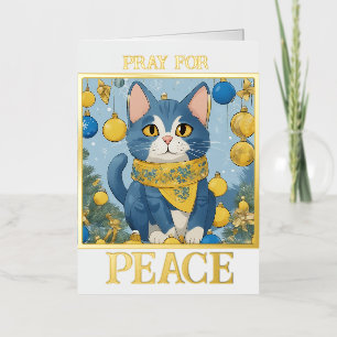 Carte De Vacances Métallisée Magnifique Chat Jaune aux Yeux Bleus - Ukraine
