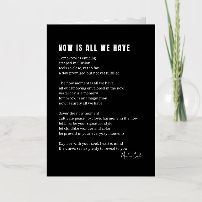 Carte De Vacances Métallisée Maintenant, c'est tout ce que nous avons pour poèm (Recto)