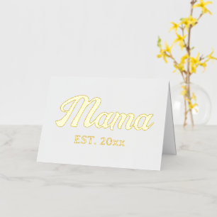 Carte De Vacances Métallisée Mama personnalisé année texte personnalisé cœurs