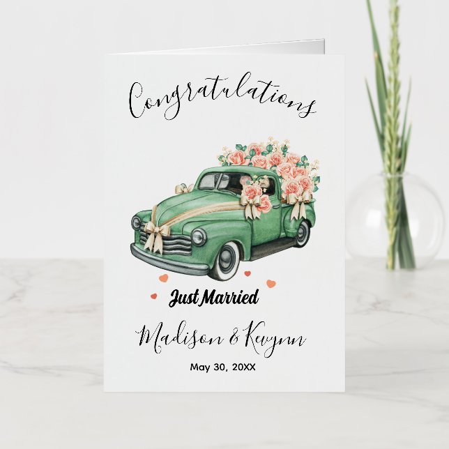 Carte De Vacances Métallisée Mariage sur mesure  (Recto)