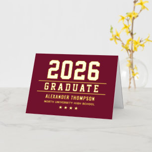 Carte De Vacances Métallisée Merci de graduation d'or sur mesure 2025