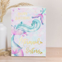 Mermaid sera soeurs heureux or d'anniversaire