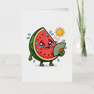 Carte De Vacances Métallisée Mignon Kawaii Dallae de pastèque marocaine d'été A