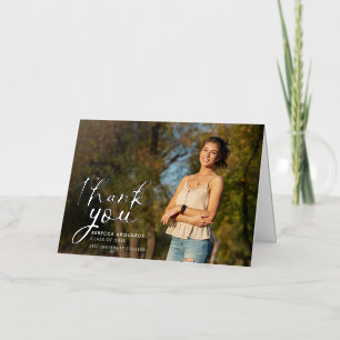 Carte De Vacances Métallisée Moderne Script Graduation Photo Merci Argent