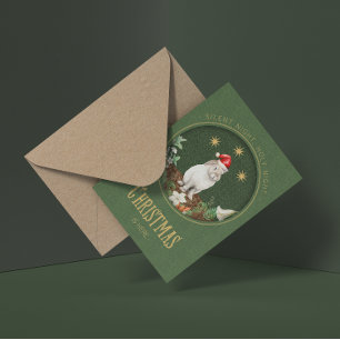 Carte De Vacances Métallisée Noël des animaux de la forêt lunaire