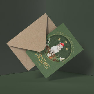 Carte De Vacances Métallisée Noël des animaux de la forêt lunaire